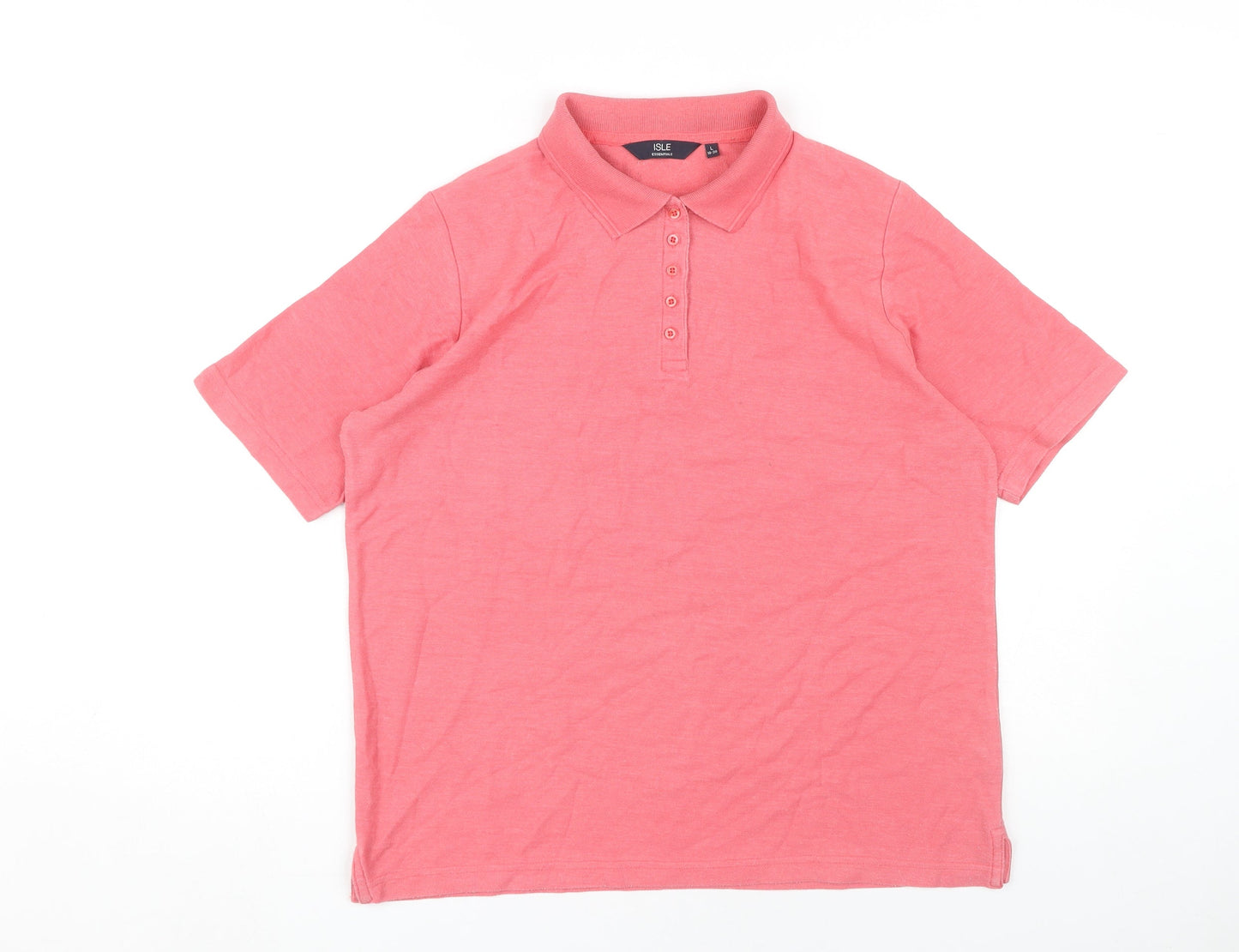 Unisex Adults UK Size L ISLE Pink Basic Polo