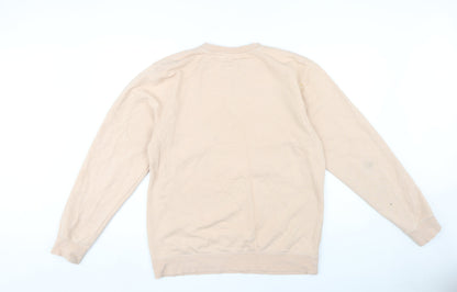 Pink Women's Beige Graphic Print Pullover Sweatshirt M