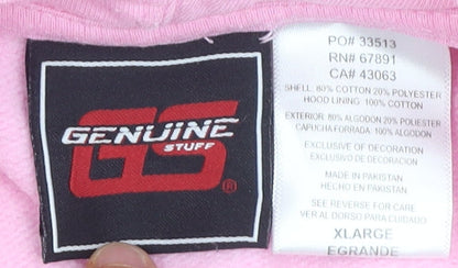 Genuine Stuff Unisex Pink XL Pullover College Hoodie