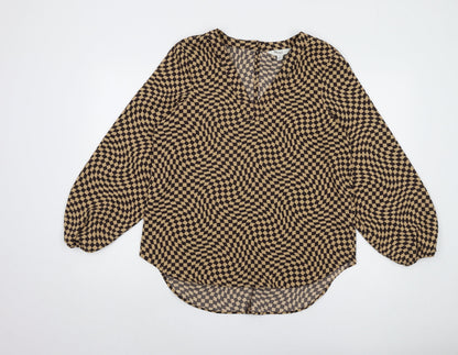 Womens UK Size 12 Marks and Spencer Brown Basic Blouse