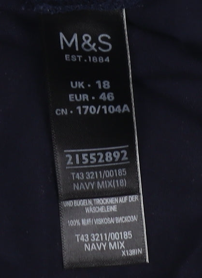 Womens UK Size 18 Marks and Spencer Blue Basic Button-Up