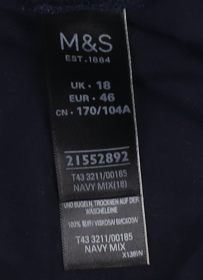 Womens UK Size 18 Marks and Spencer Blue Basic Button-Up