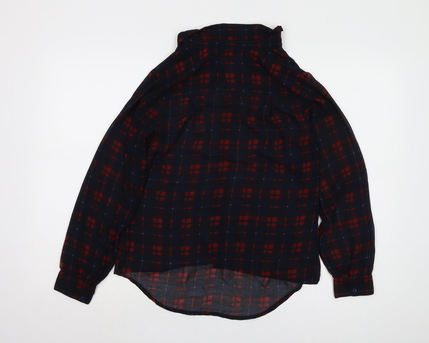 New Look Women's Red Plaid Button-Up Shirt, Size 8