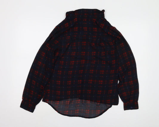 New Look Women's Red Plaid Button-Up Shirt, Size 8