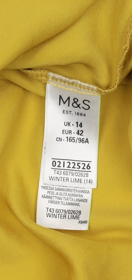 Womens UK Size 14 Marks and Spencer Yellow Basic Blouse
