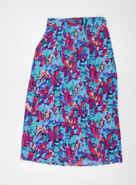 C&A Women's Multicoloured Floral Pleated Skirt Size 14