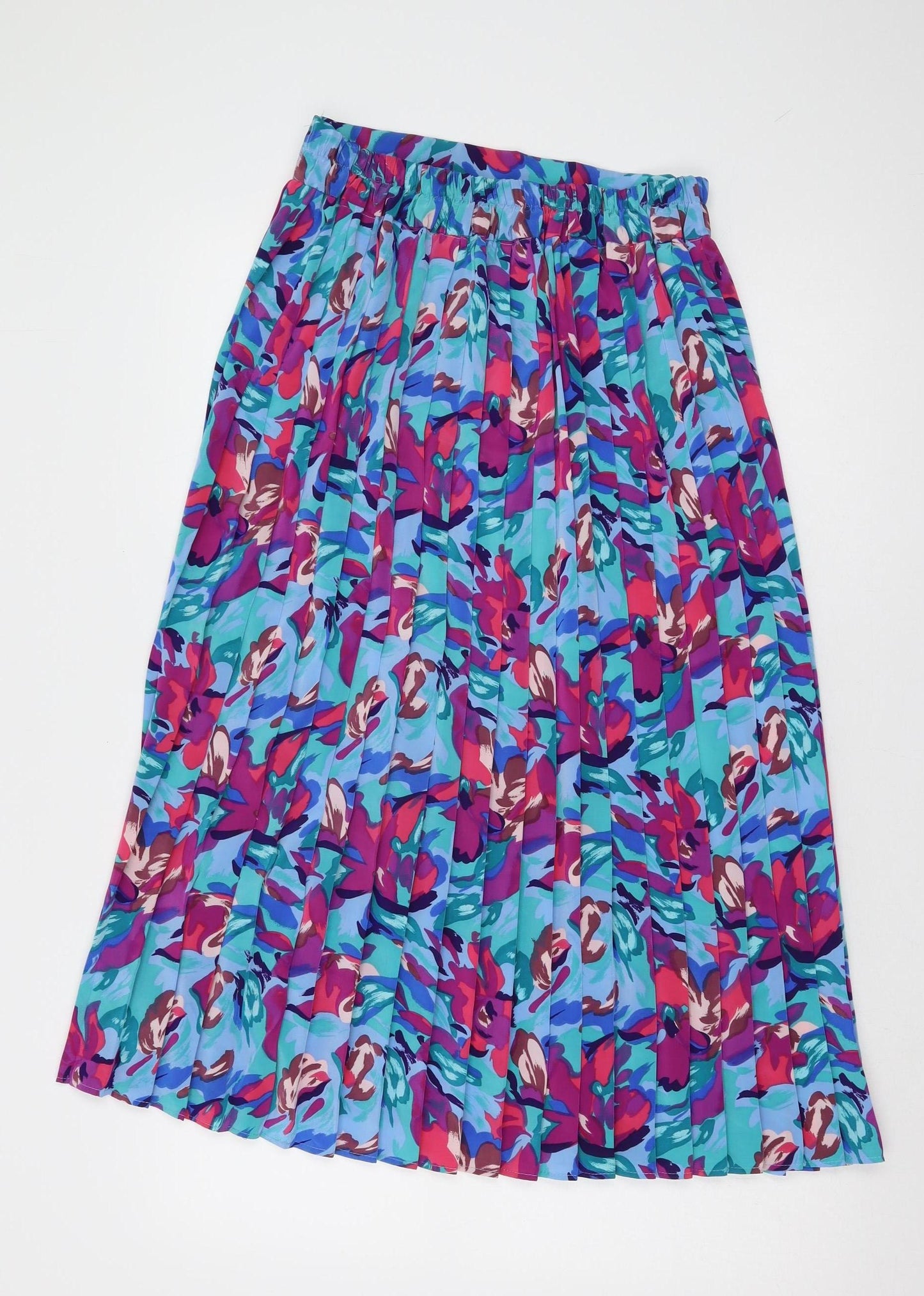 C&A Women's Multicoloured Floral Pleated Skirt Size 14
