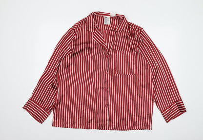 H&M Women's Red Striped Satin Pyjama Top Size 12