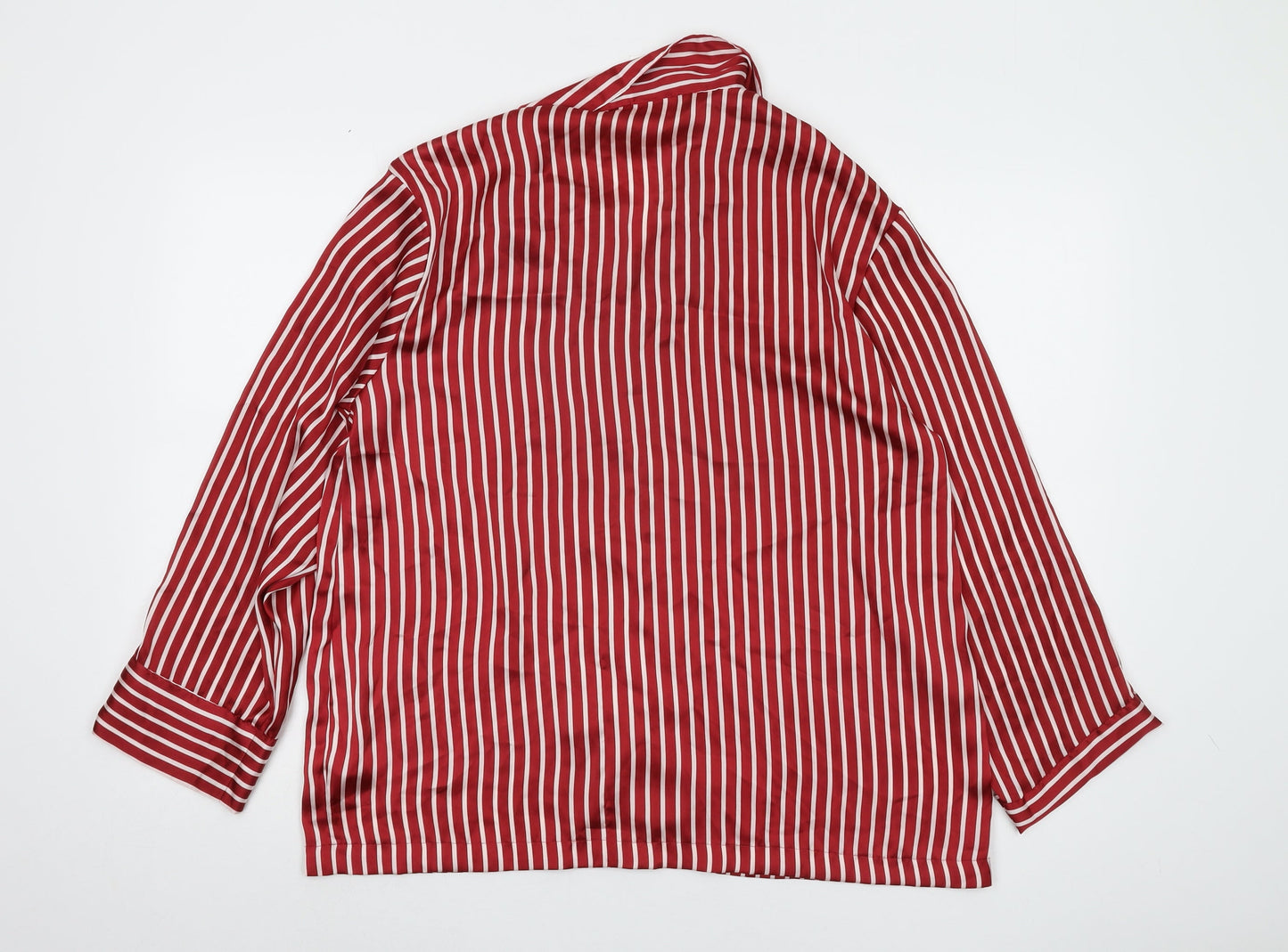 H&M Women's Red Striped Satin Pyjama Top Size 12