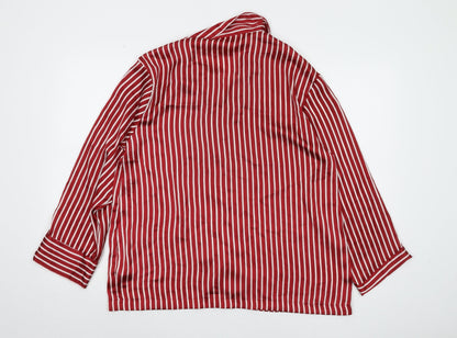 H&M Women's Red Striped Satin Pyjama Top Size 12