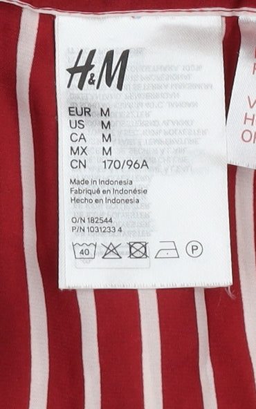 H&M Women's Red Striped Satin Pyjama Top Size 12