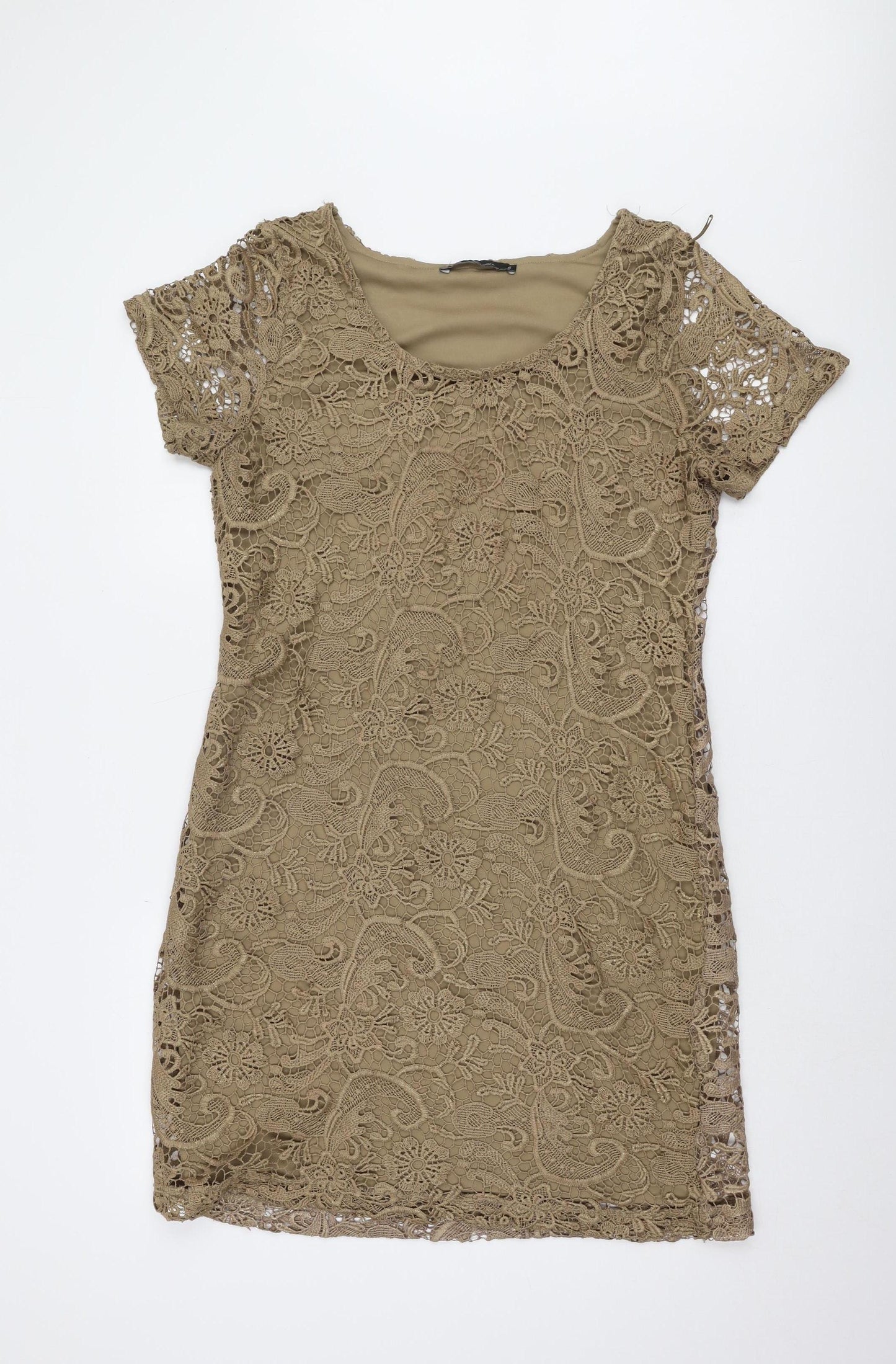 Next Women's Brown Lace Short Sleeve Dress - Size 16
