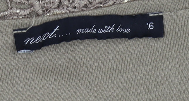 Next Women's Brown Lace Short Sleeve Dress - Size 16