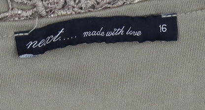 Next Women's Brown Lace Short Sleeve Dress - Size 16