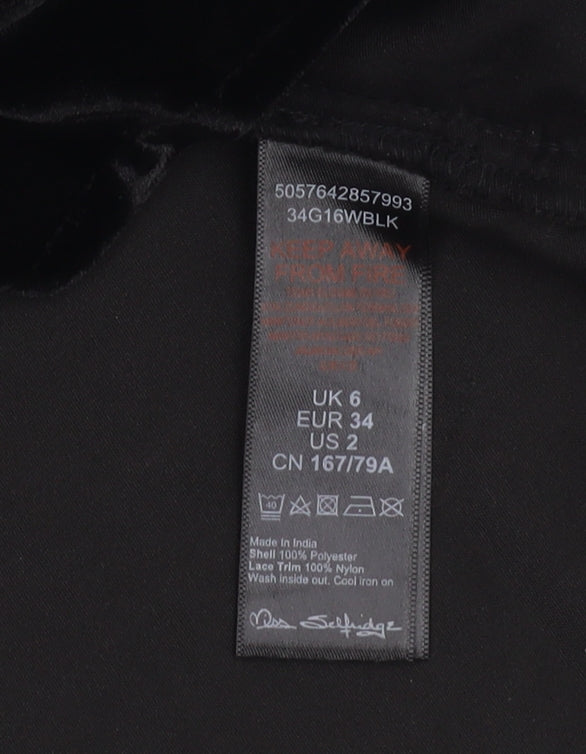 Miss Selfridge Black Petite Sleeveless Dress, Size 6