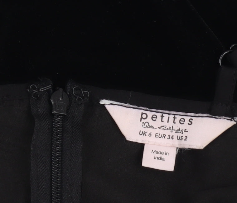 Miss Selfridge Black Petite Sleeveless Dress, Size 6