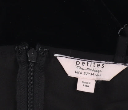Miss Selfridge Black Petite Sleeveless Dress, Size 6