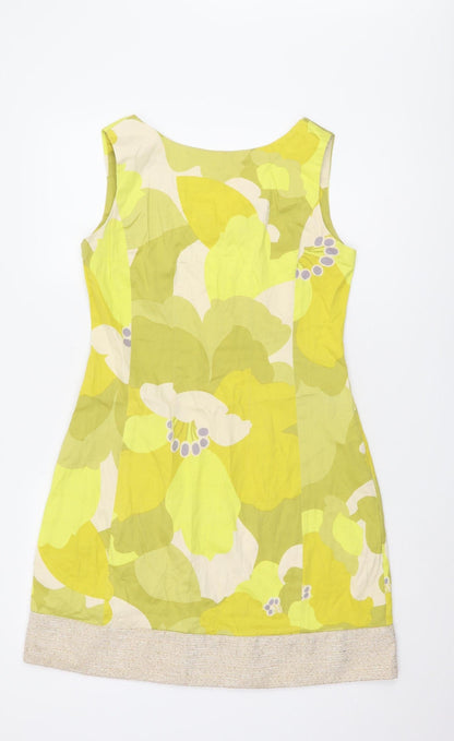 BCBGMAXAZRIA Women's Green Floral Shift Dress M