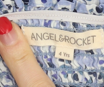 Angel & Rocket Girls Blue Animal Print Jumpsuit 4 Years Cotton