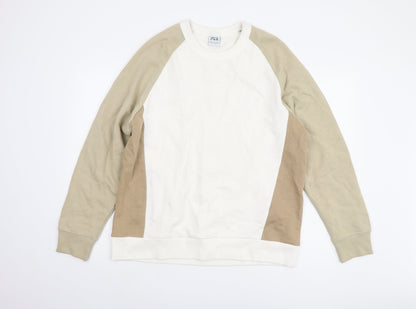 Zara Men's Beige White XL Pullover Sweatshirt