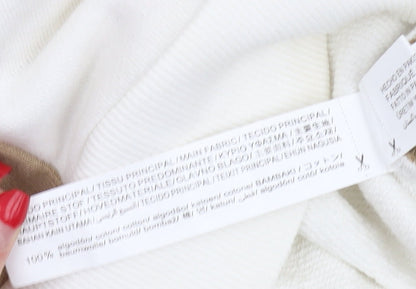 Zara Men's Beige White XL Pullover Sweatshirt