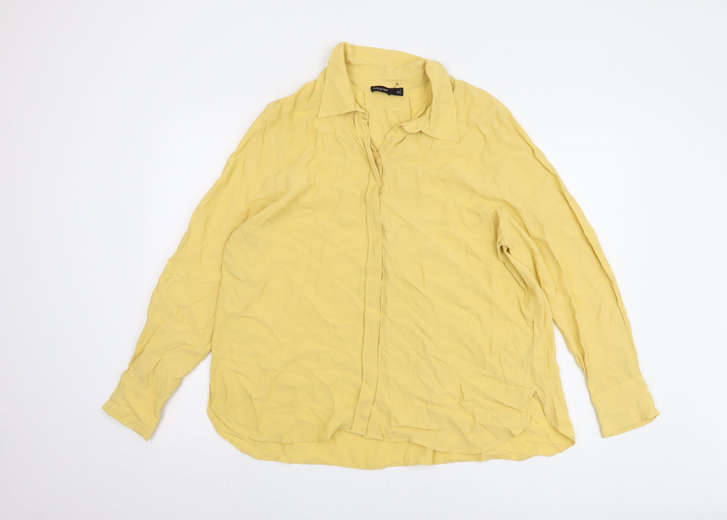 Womens UK Size 16 Marks and Spencer Yellow Basic Button-Up
