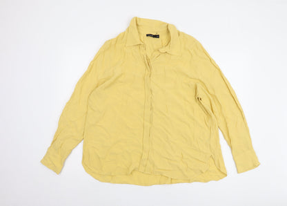 Womens UK Size 16 Marks and Spencer Yellow Basic Button-Up