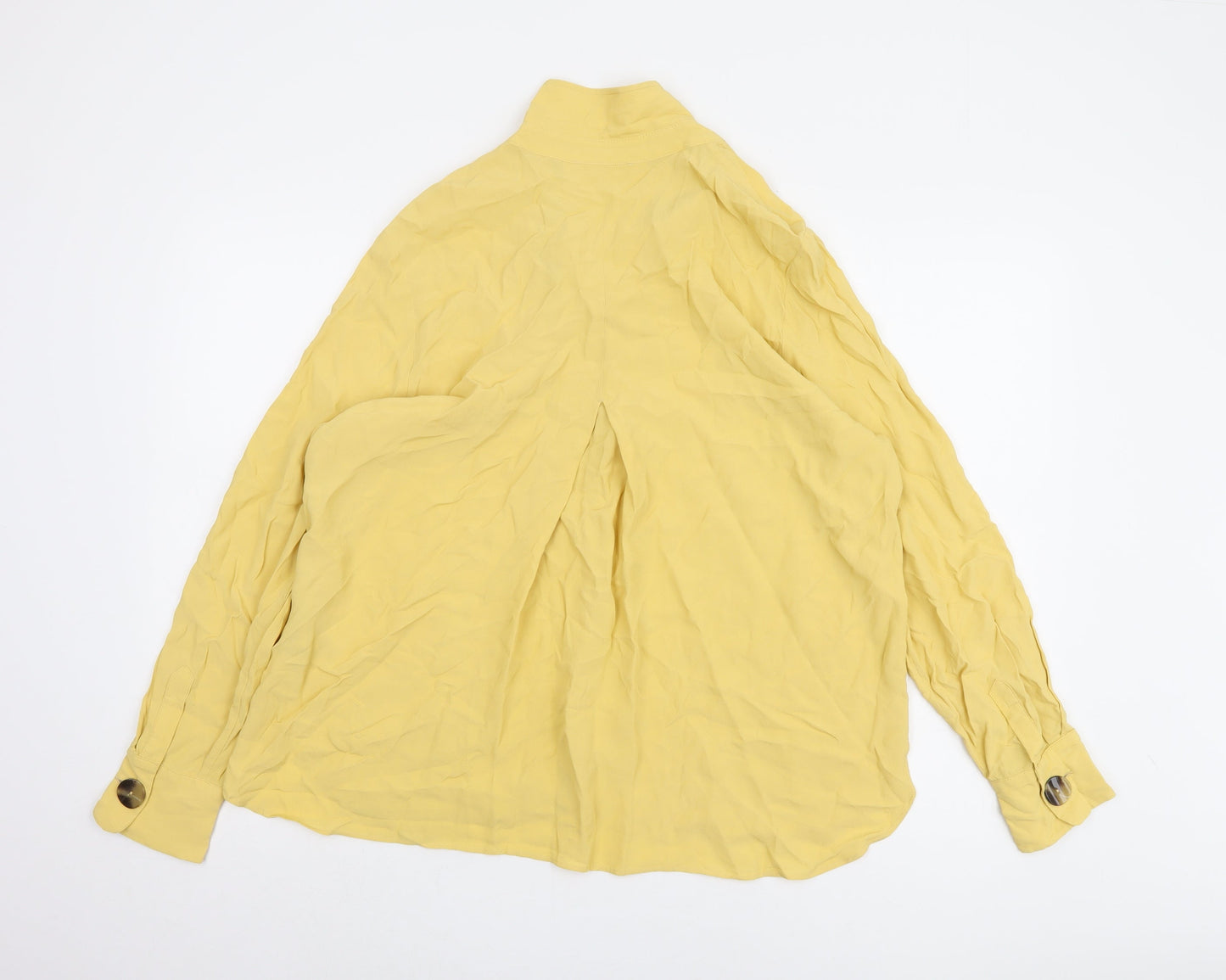 Womens UK Size 16 Marks and Spencer Yellow Basic Button-Up