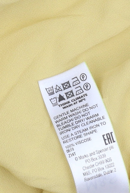 Womens UK Size 16 Marks and Spencer Yellow Basic Button-Up