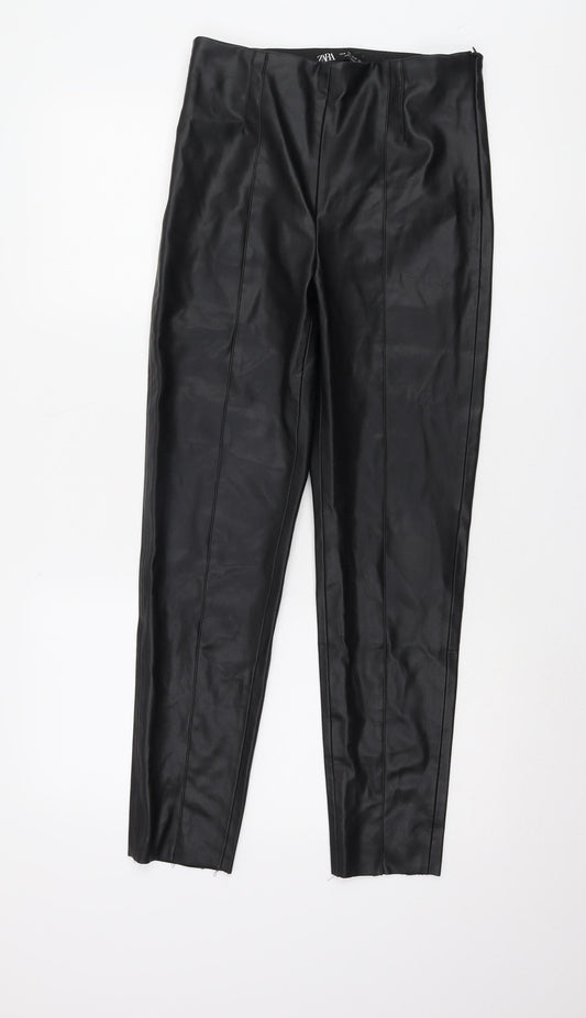 Womens UK Size M Zara Regular Fit Casual Party/Cocktail Black Trousers