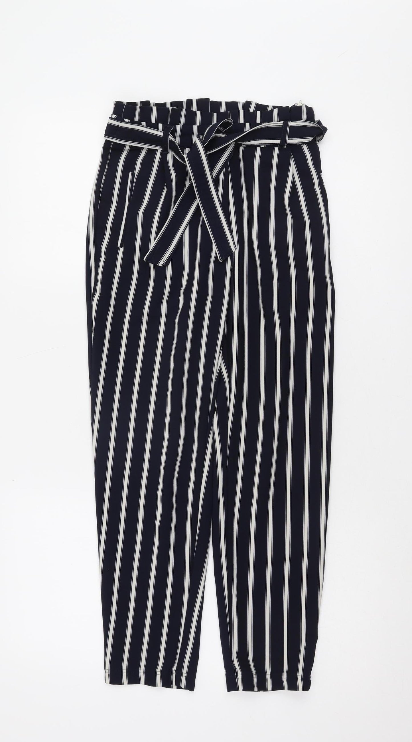 Womens UK Size 6 Stradivarius Regular Fit Paperbag Blue Trousers