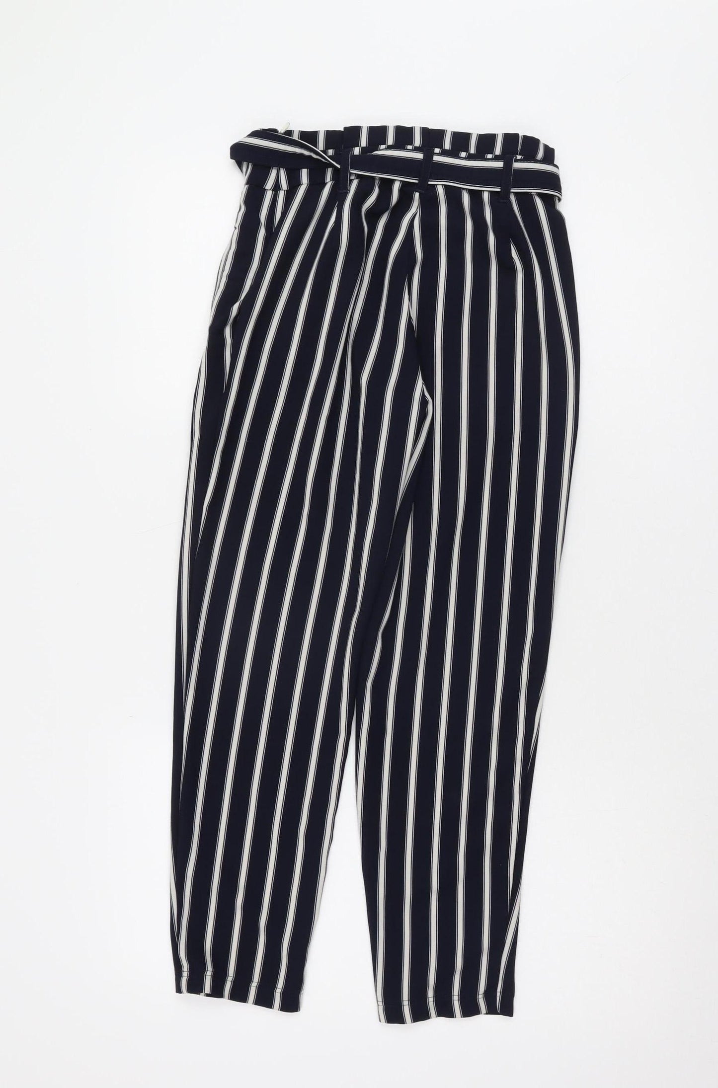 Womens UK Size 6 Stradivarius Regular Fit Paperbag Blue Trousers