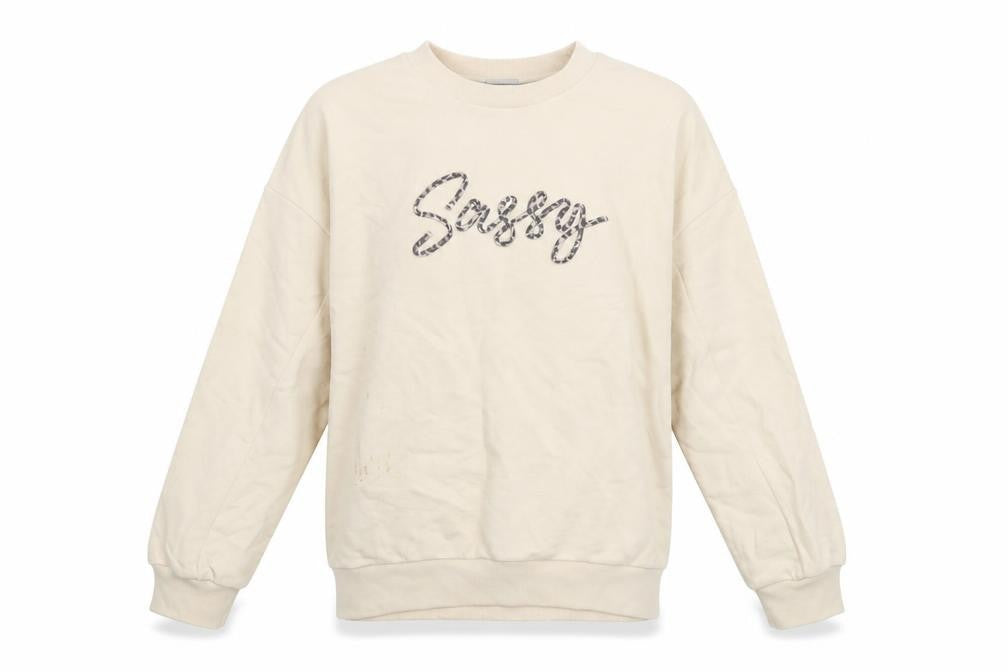 Front view of Marks & Spencer girls’ beige pullover sweatshirt 10-11 years