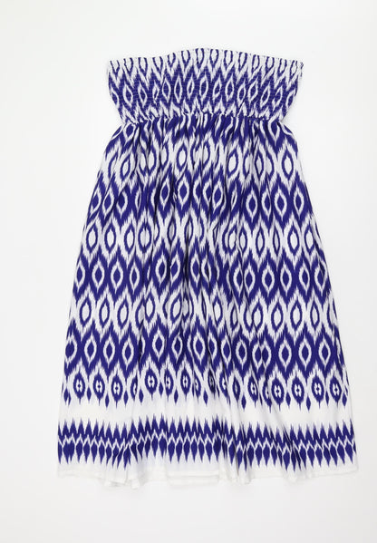 Debenhams Women's Blue Geometric Strapless Dress