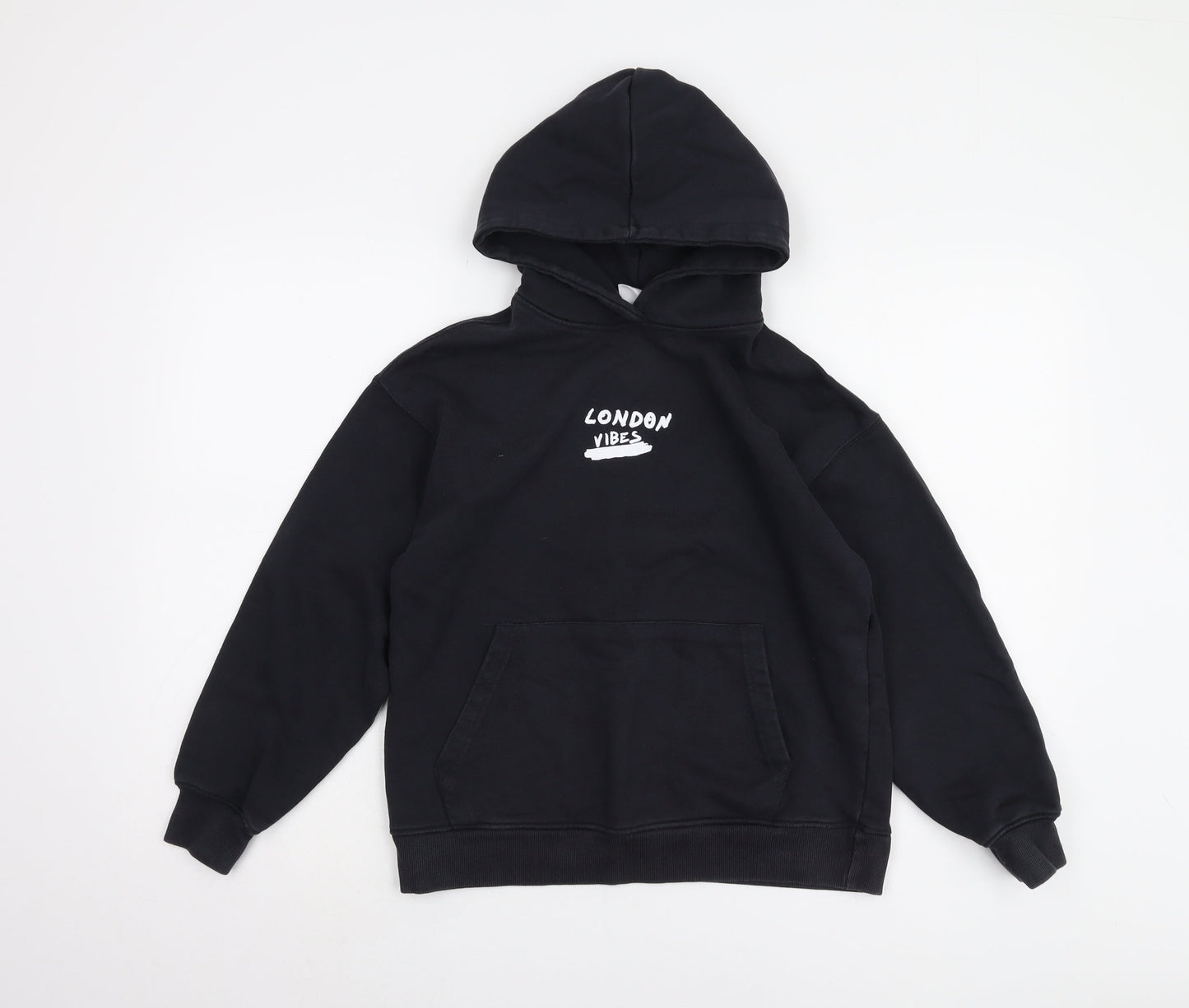 Zara Boys Black Graphic Print Hoodie Size 11-12 Years