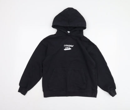 Zara Boys Black Graphic Print Hoodie Size 11-12 Years