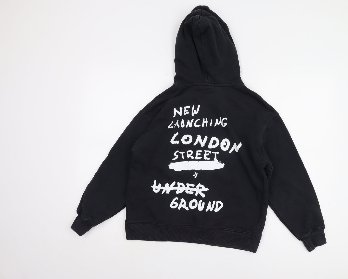 Zara Boys Black Graphic Print Hoodie Size 11-12 Years
