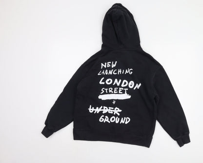 Zara Boys Black Graphic Print Hoodie Size 11-12 Years