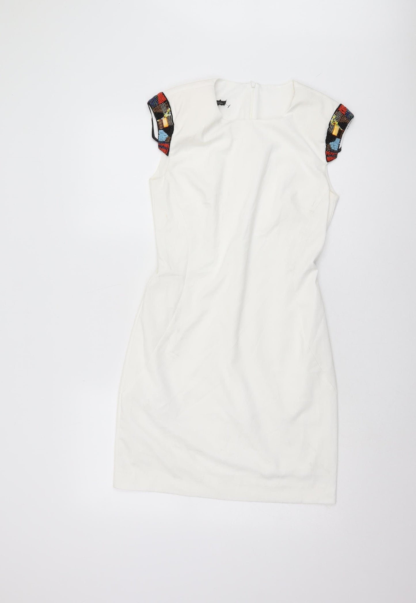 MNG Collection White Sheath Dress, Cap Sleeves, Size 12