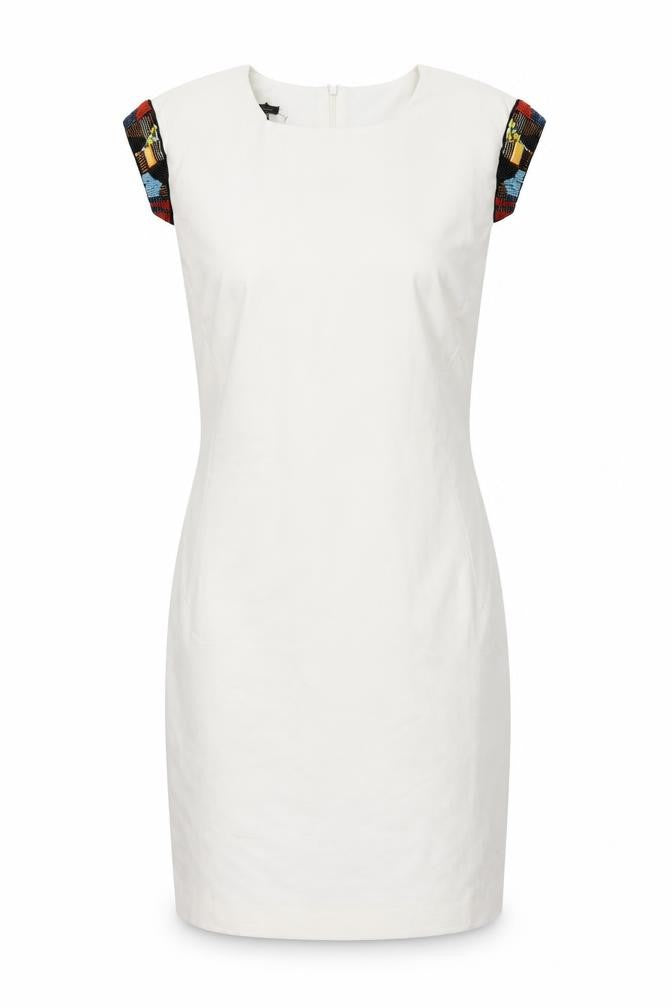 MNG Collection White Sheath Dress, Cap Sleeves, Size 12