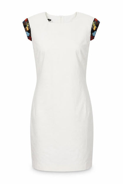 MNG Collection White Sheath Dress, Cap Sleeves, Size 12