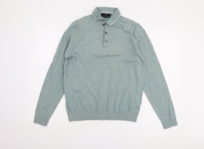 Marks and Spencer Men's Green Henley Jumper M