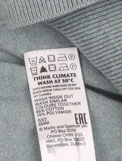 Marks and Spencer Men's Green Henley Jumper M