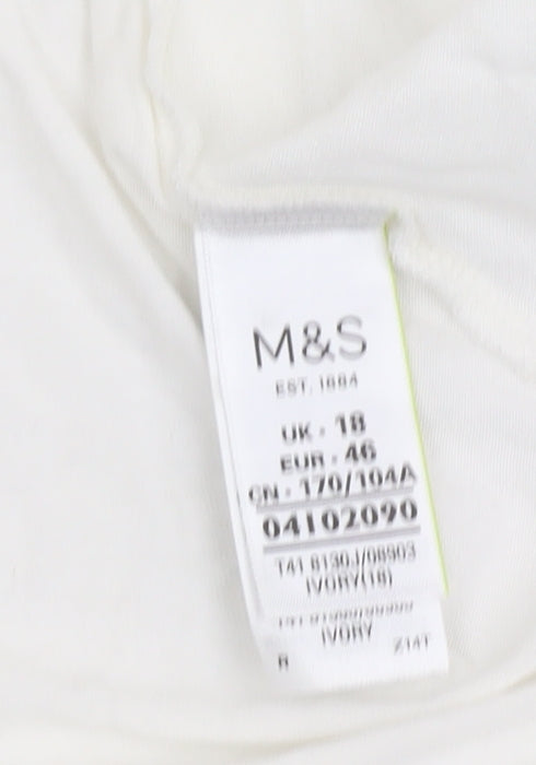 Womens UK Size 18 Marks and Spencer Ivory Basic T-Shirt