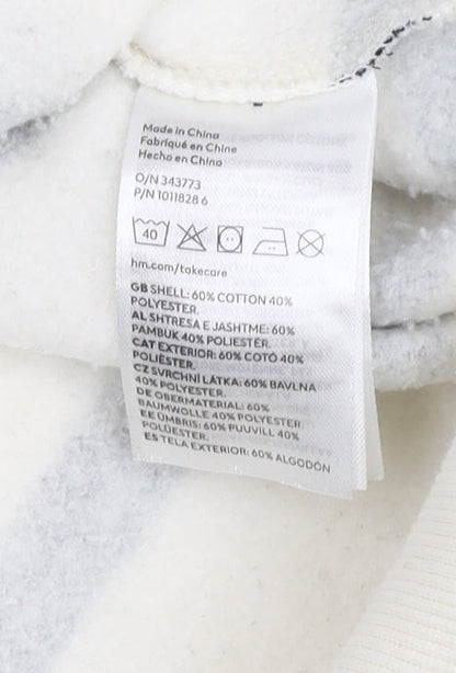 H&M Unisex White Striped Sweatshirt - Size 12 Pullover