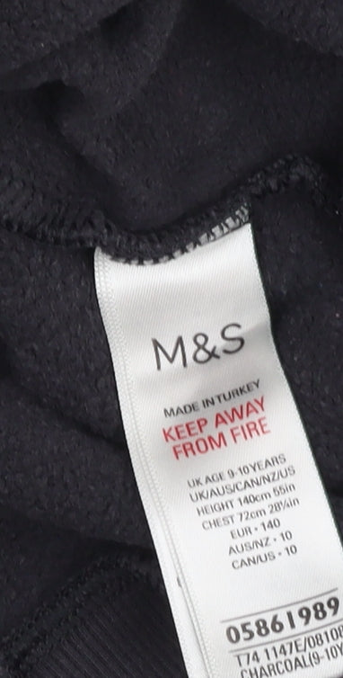 Marks and Spencer Girls Black Pullover Sweatshirt 9-10Y