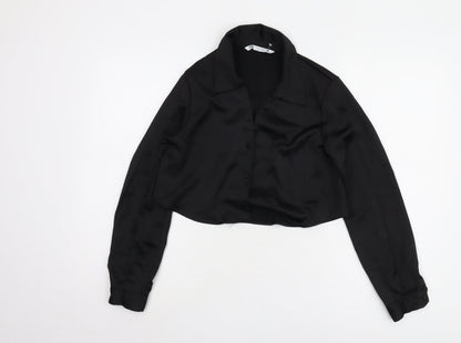 Womens UK Size XS Zara Black Cropped Button-Up
