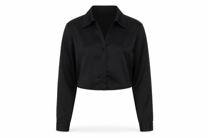 Womens UK Size XS Zara Black Cropped Button-Up