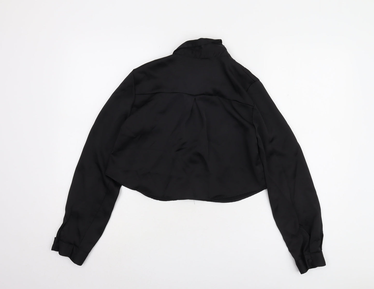 Womens UK Size XS Zara Black Cropped Button-Up