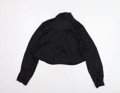 Womens UK Size XS Zara Black Cropped Button-Up